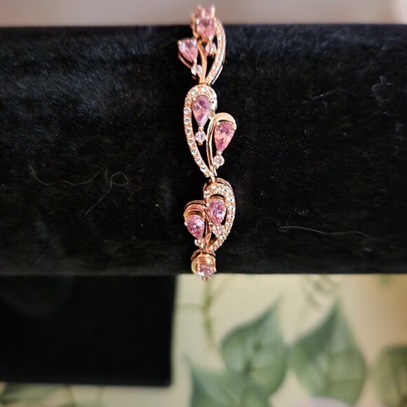 JTV Garnet White Zircon 18K Rose Gold Over Silver Bracelet - Picture 4 of 6